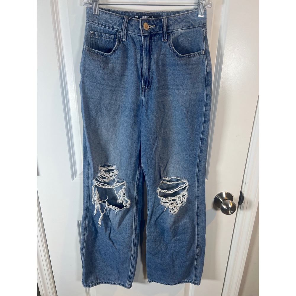 Hollister‎ Womens Baggy Jeans Ultra High-Rise Distressed Blue Size 00R W24